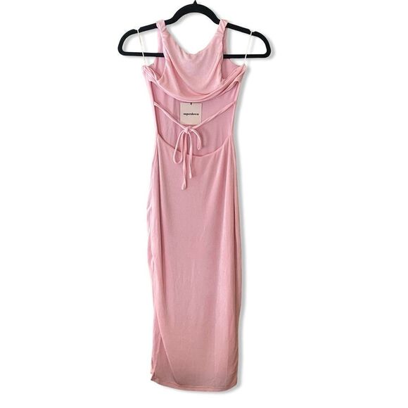 Superdown Marissa Midi Dress in Baby Pink stretch open back tie Revolve - Picture 6 of 11